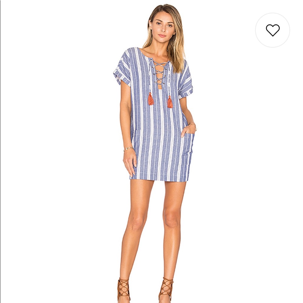 Tularosa Warren Tunic Dress in Indigo Stripe - Picture 1 of 5